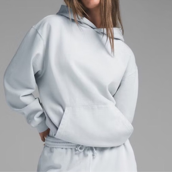 SKIMS Cotton Blend Fleece Classic Pullover Hoodie Light Blue Size Small - Picture 2 of 7